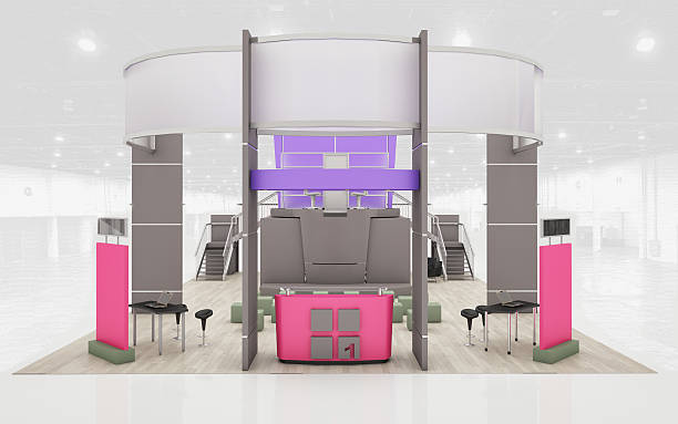 istock Exhibition Stand in brown and violet  colors 516787472