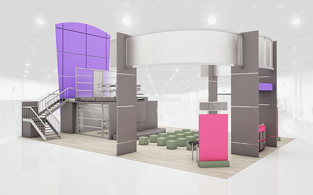 istock Exhibition Stand in brown and violet  colors 516787782