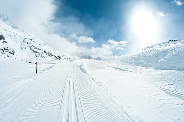 istock winter landscape with skiing tracks 516789238