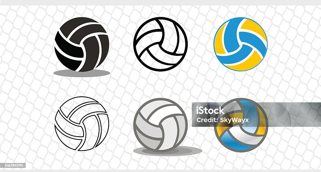 Ensemble de coloré de volley-ball. Le logo est un ballon - clipart vectoriel de Ballon de volley libre de droits