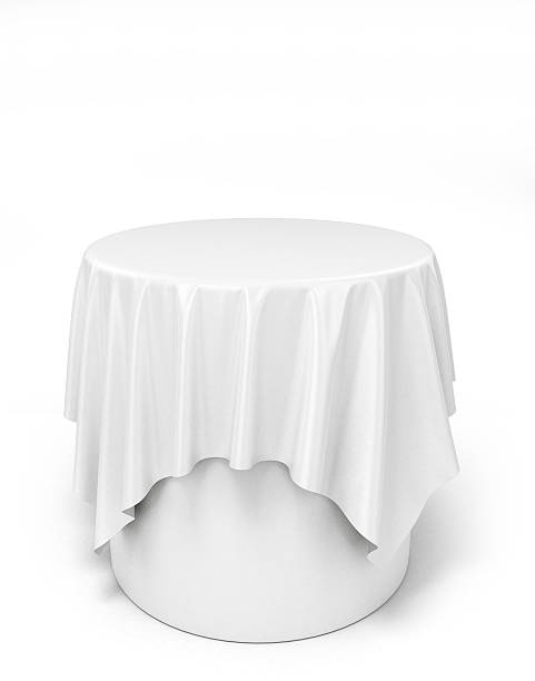 istock white cloth on a round pedestal, isolated on white 516794206