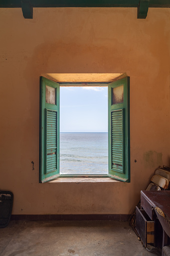 Room with a view: abandoned place at Old San Juan (Puerto Rico) with a view to Atlantic Ocean