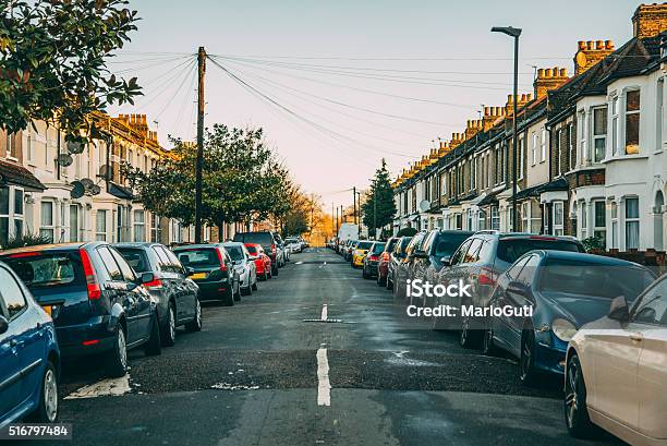 Neighbourhood In London Stock Photo - Download Image Now - Street, UK, Parking Lot