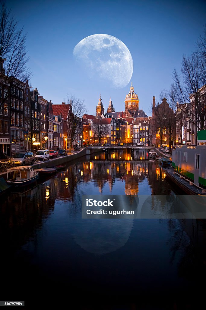Night in Amsterdam Amsterdam Stock Photo