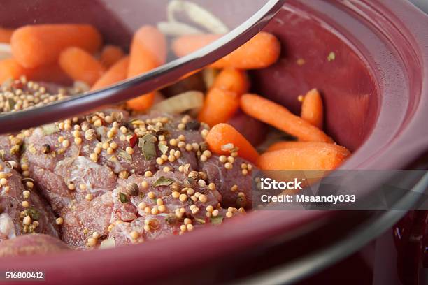 Traditional Corned Beef And Cabbage In A Slow Cooker Stock Photo - Download Image Now