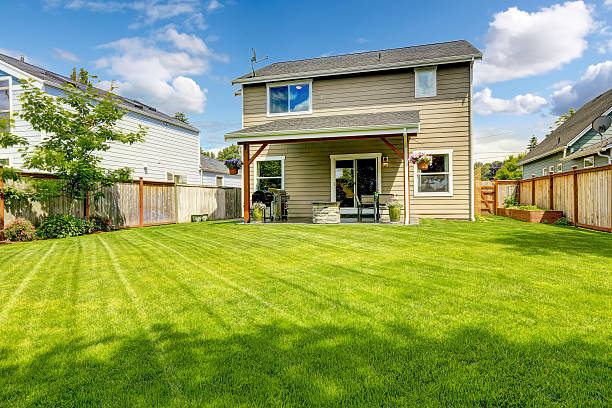 istock House exterior with walkout patio area 516810097