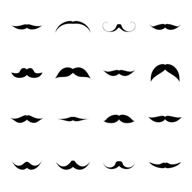 Vector illustration of Vector set of old vintage mustache