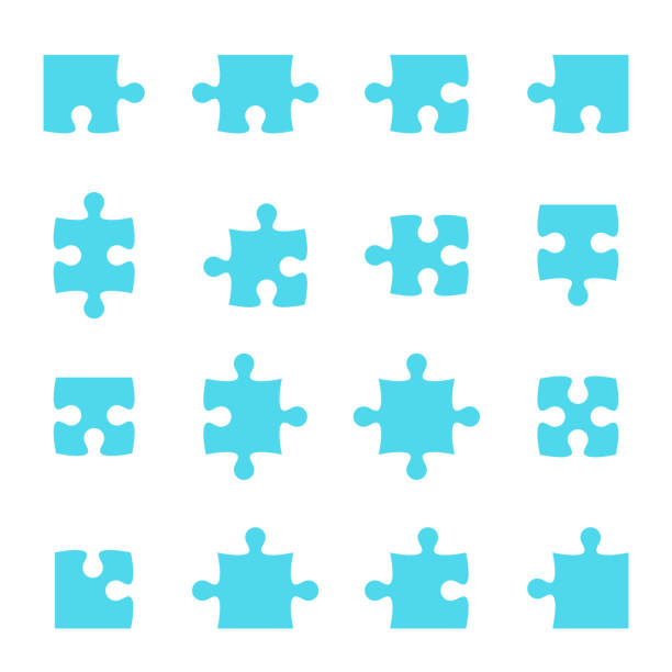 ilustrações de stock, clip art, desenhos animados e ícones de conjunto de vetor de peças do'puzzle'. - incomplete puzzle jigsaw puzzle part of