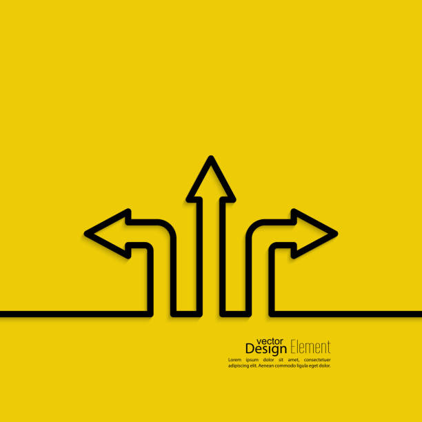 Vector abstract background with direction arrow sign. Vector abstract background with direction arrow sign. The concept of a decision making standing on road junction. Movement in an unknown direction. uncertainty choice forked road illustrations stock illustrations