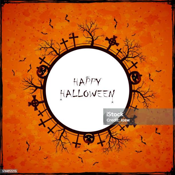 Orange Halloween Background Stock Illustration - Download Image Now - Abstract, Bat - Animal, Black Color