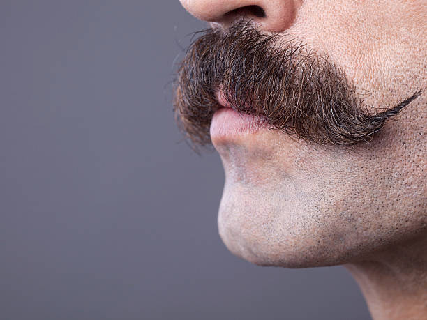 Close up handle bar mustache for movember concept stock photo