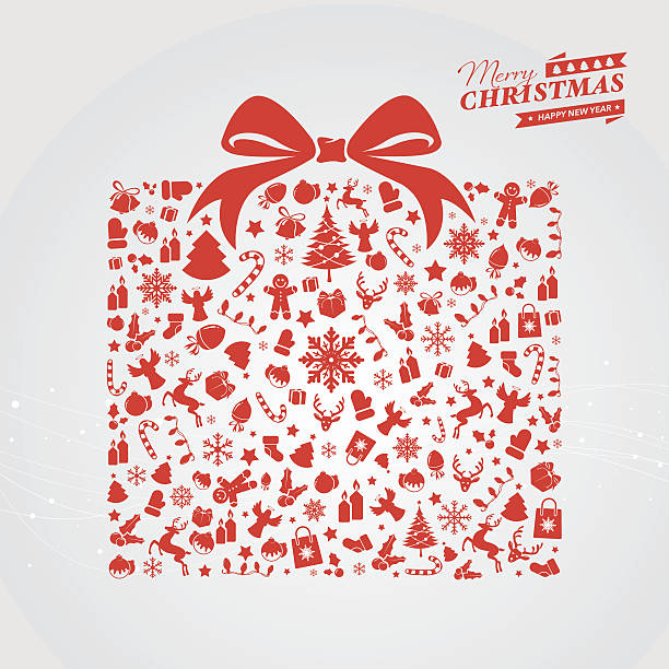 czerwony boże narodzenie pudełko na prezent - candy cane christmas holiday old fashioned stock illustrations