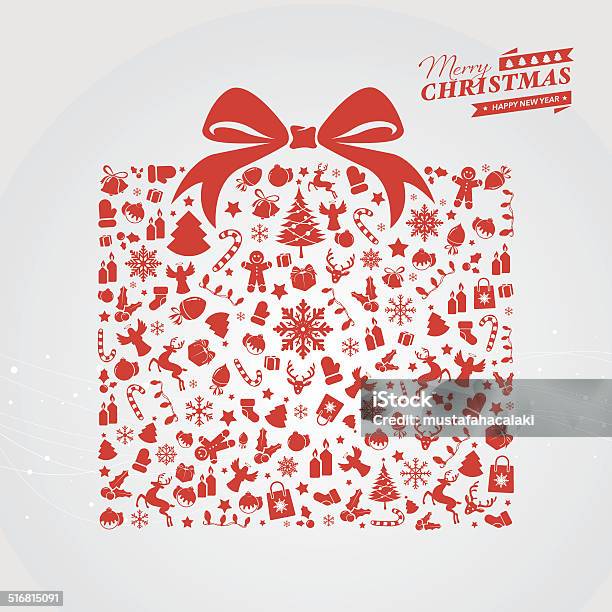 Red Christmas Gift Box Stock Illustration - Download Image Now - Christmas, Tied Bow, Pattern