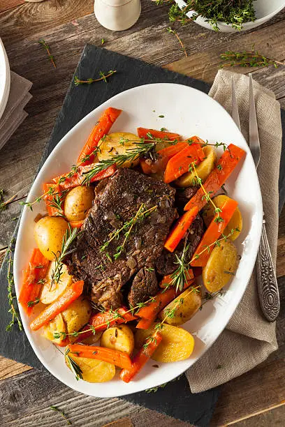 Homemade Slow Cooker Pot Roast with Carrots and Potatoes