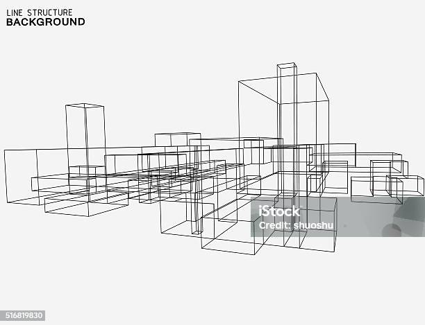Line Structure Background Stock Illustration - Download Image Now - Architecture, Single Line, Construction Industry