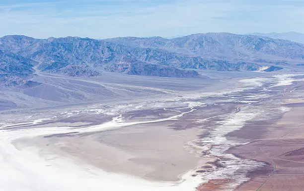 Aerial view of Badwater Basin from Dante's View in Death Valley National Park