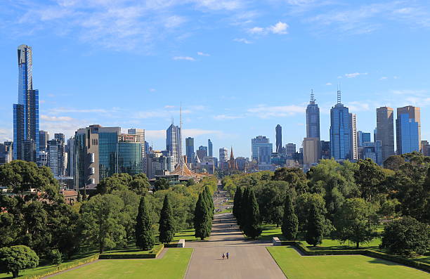 paisaje urbano de melbourne australia - melbourne day city skyline fotografías e imágenes de stock