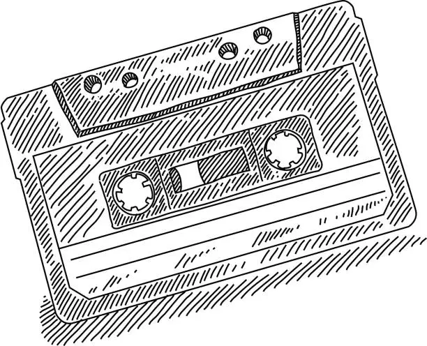 Vector illustration of Retro Cassette Drawing