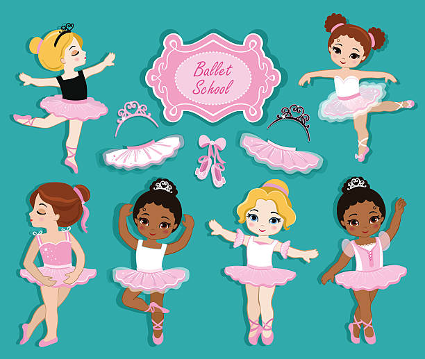 ilustrações, clipart, desenhos animados e ícones de ilustração vetorial de bonito pequeno bailarinas. - bailarina