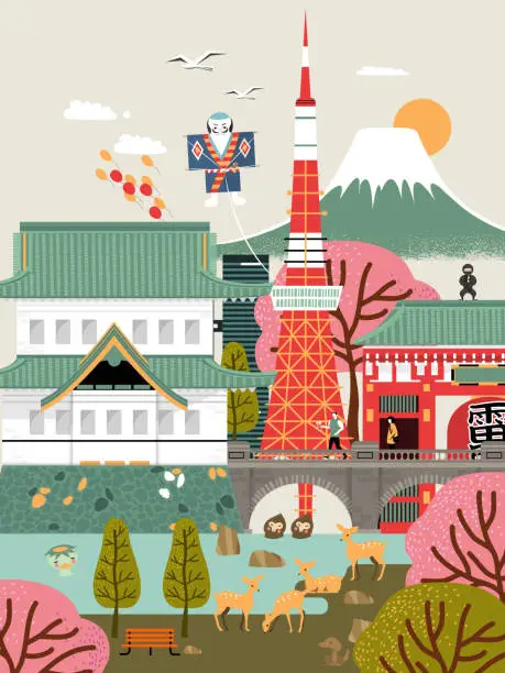 Vector illustration of Japan travel poster