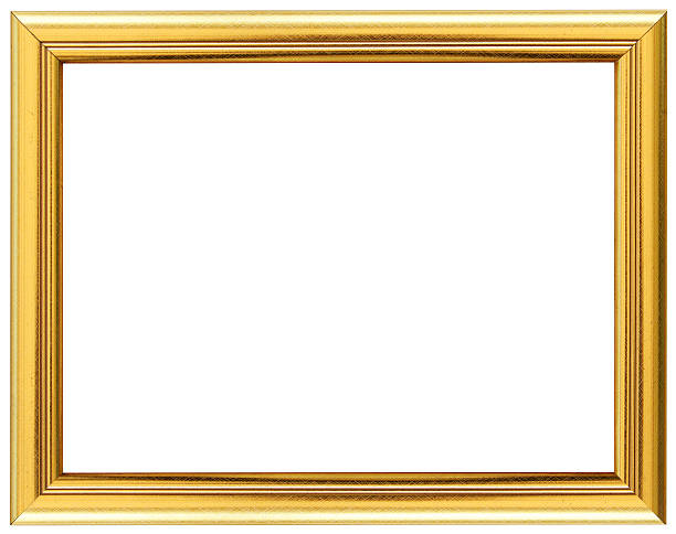 istock Golden flat frame isolated on white. Wood frame simple design. 516845604