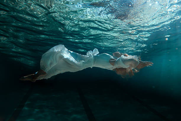 istock Woman in dress under water. 516846856