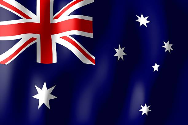 Australia waving silky flag isolated on white background