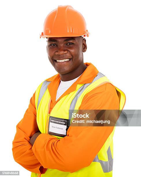 Afro Amerikanische Technische Arbeiter Arme Verschränkt Stockfoto und mehr Bilder von Berufliche Beschäftigung