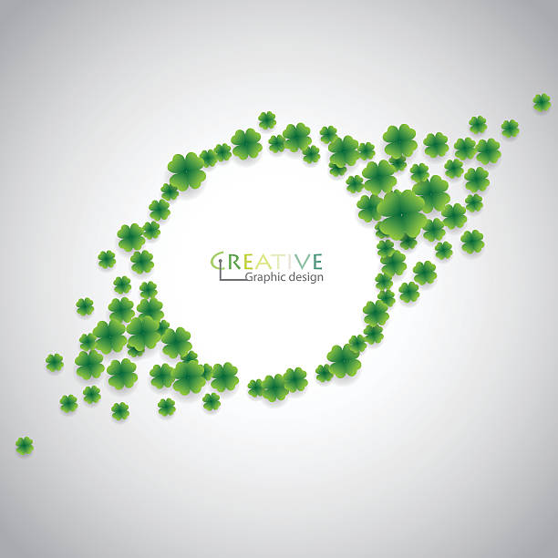 Green flowers make a circle vector art illustration