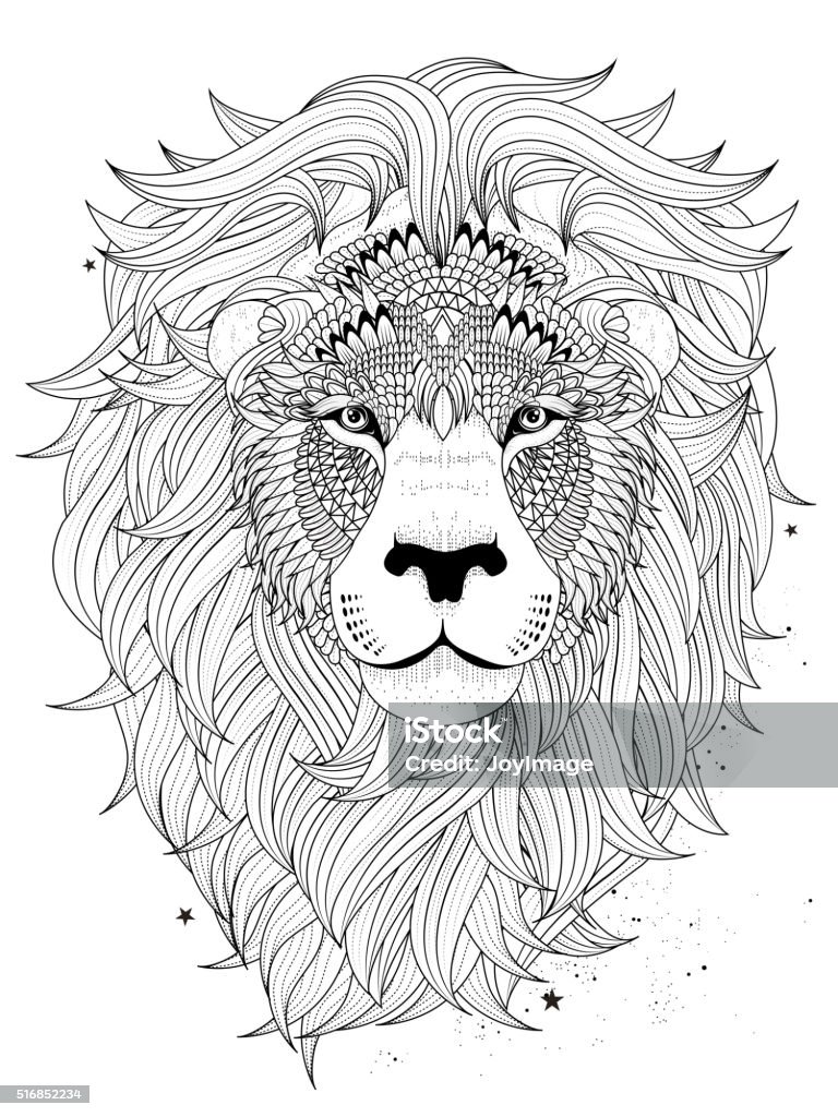 lion head coloring page attractive fluffy lion head - adult coloring page Lion - Feline stock vector lion head coloring page attractive fluffy lion head - adult coloring page Lion - Feline stock vector