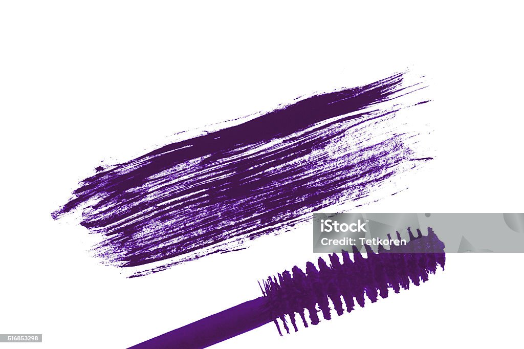 Stroke (sample) of violet mascara, isolated on white macro Arts Culture and Entertainment Stock Photo