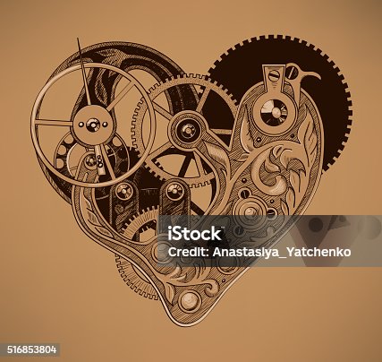 istock Illustration of mechanical heart 516853804