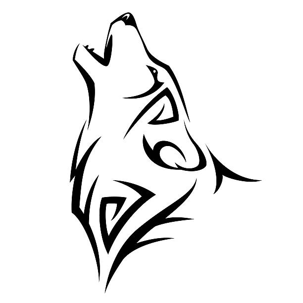 Tribal tatoo Howl wolf tattoo Tribal Design illustration mean dog stock illustrations