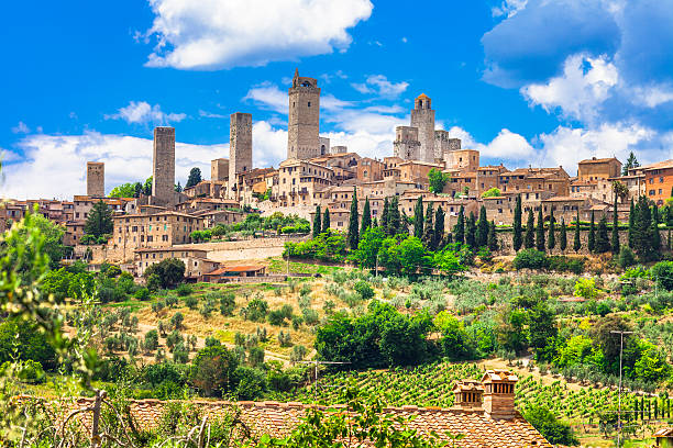 아름다운 산 지미냐노, tuscany, 이탈리아. - siena province 뉴스 사진 이미지