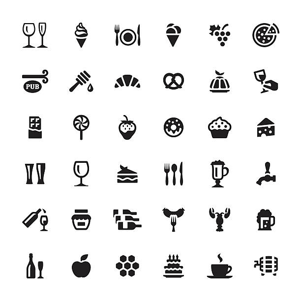 Cafe & snacks vector symbols and icons Cafe & snacks related symbols and icons. french food stock illustrations