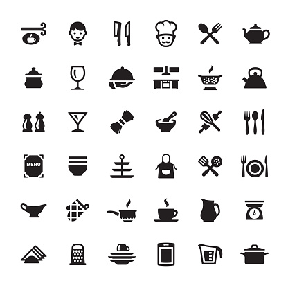 Cooking & Kitchen Utensil related symbols and icons.