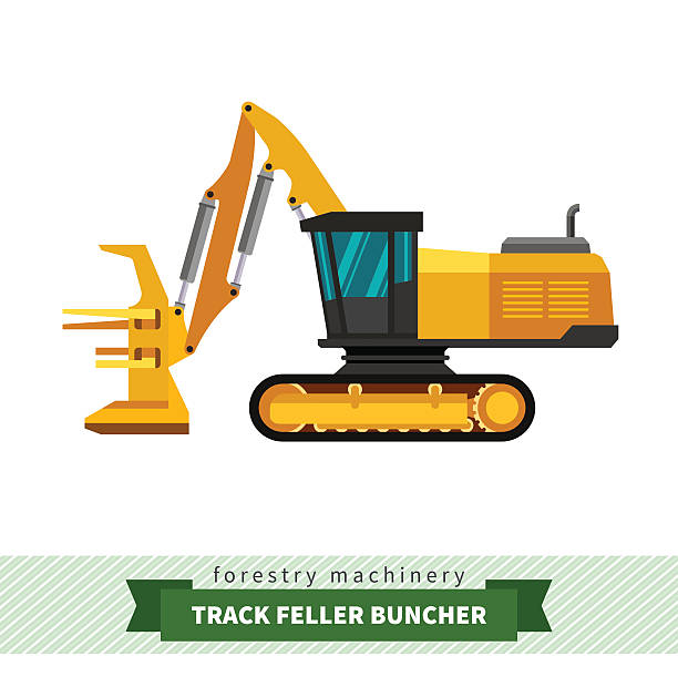 Track feller buncher Track feller buncher vector isolated illustration timberland arizona stock illustrations