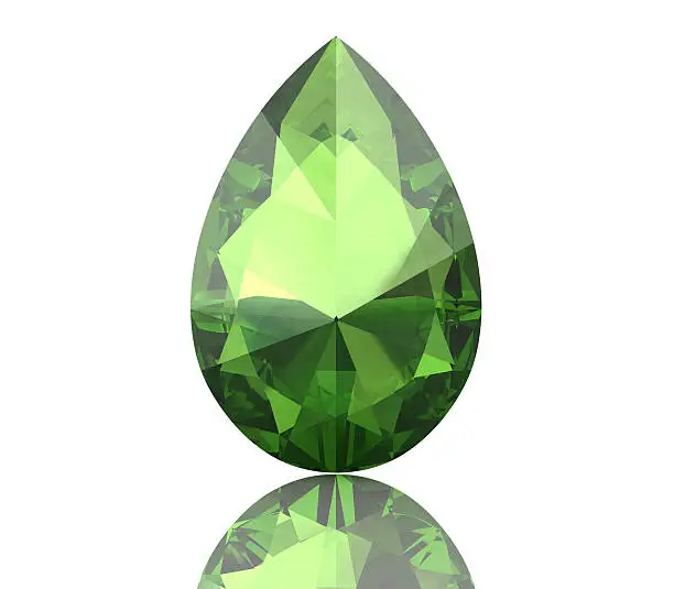 Peridot gem on white background (high resolution 3D image)