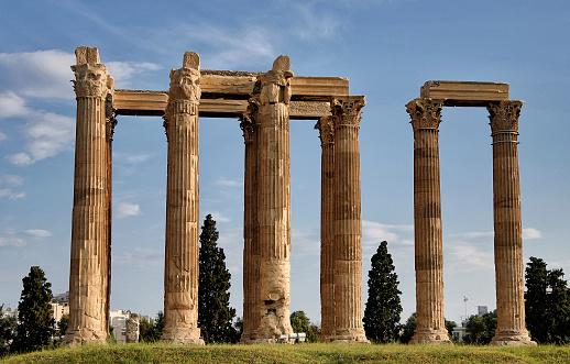 Ancient greek temple of Zeus in Olympia, Greece, dedicated to the mythical god Zeus.