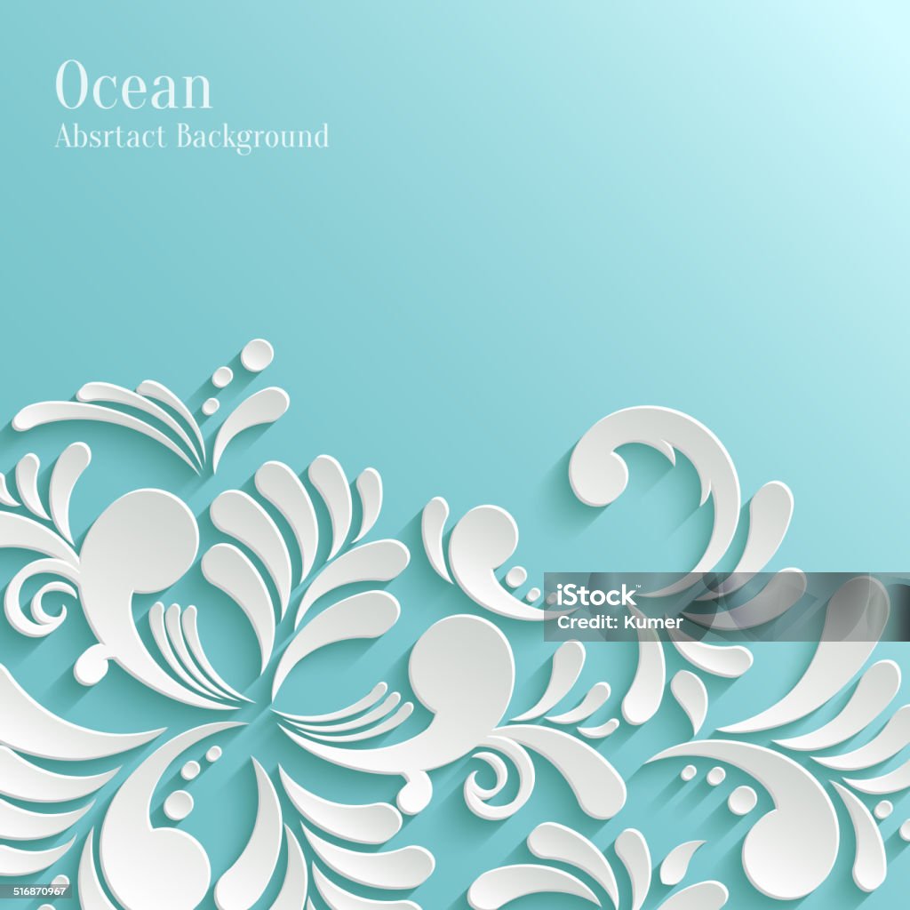 Abstract Ocean Background with 3d Floral Pattern Abstract Ocean Background with 3d Floral Pattern. Trendy Design Template Flower stock vector