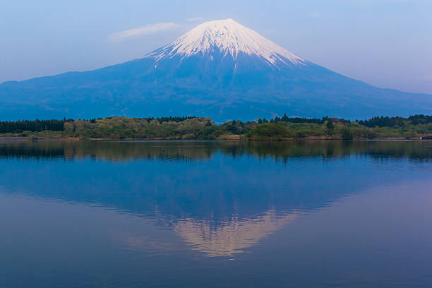 istock Sun shine and inverted Mount Fuji reflected in Lake Tanukiko 516872047