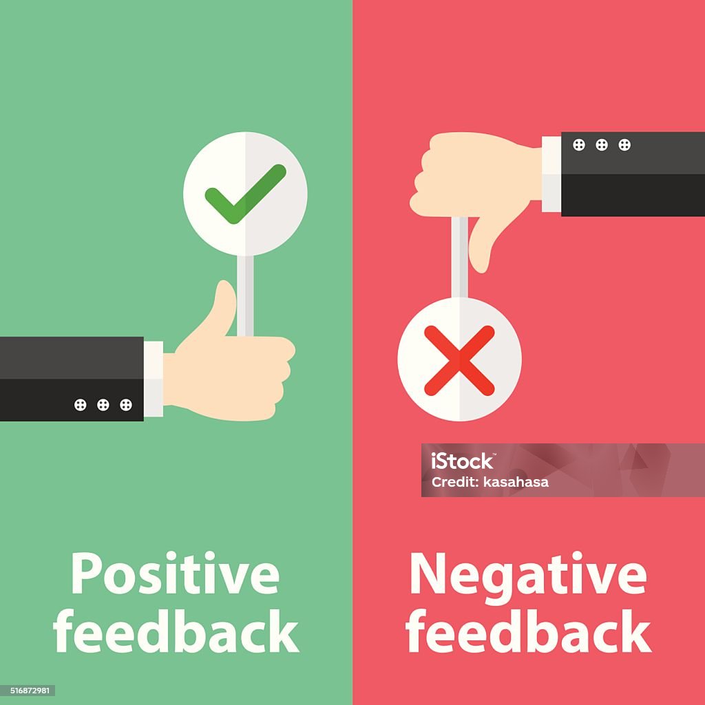 Positive and negative feedback Business hand thumb up with true and false sign. Vector illustration of positive and negative feedback concept. Minimal and flat design Yes - Single Word stock vector