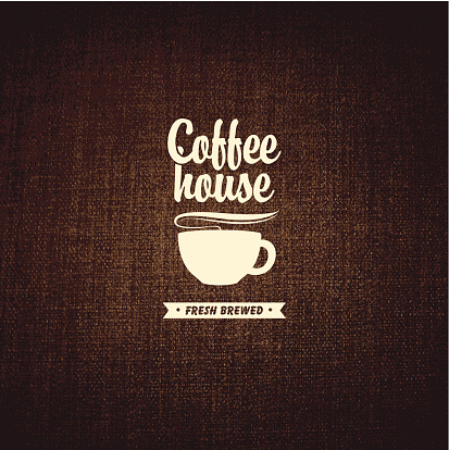 vector banner with a cup of coffee on a background fabric texture