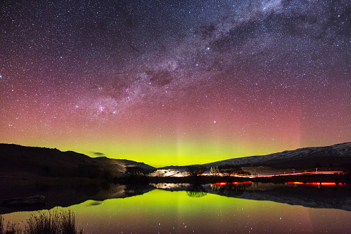 Aurora Australis seen from Lake Dunstan, Cromwell, New Zealand