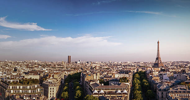 istock wide angle view of paris and the eiffel tower 516873543