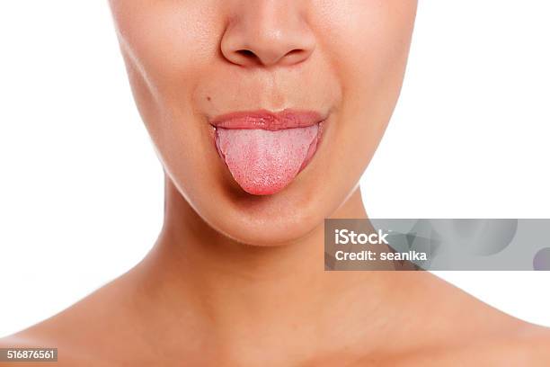 Womans Tongue Stock Photo - Download Image Now - One Woman Only, Women, Adult