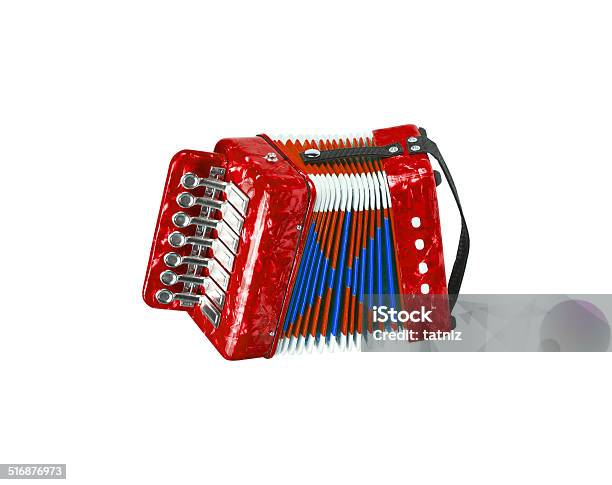 Red Accordion Isolated Stock Photo - Download Image Now - Accordion - Instrument, Bellows, Cultures