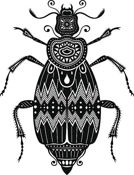 Vector illustration of Vector Tribal Decorative Beetle