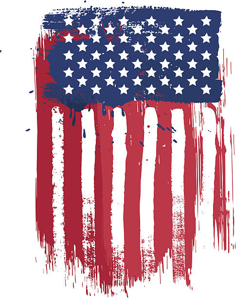 Vertical american flag Vertical composition vector american flag in grunge style american flag illustrations stock illustrations