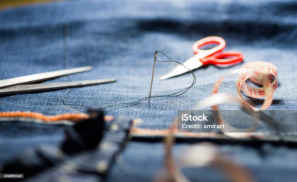 Nähen-Werkzeuge - Lizenzfrei Jeans Stock-Foto